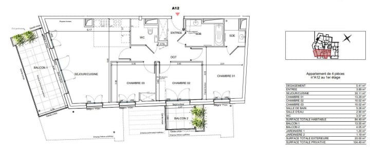 Vente Appartement - 4 pièce(s) - 84.49m2 - Annecy (74000)